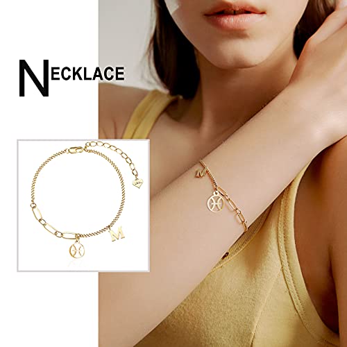 UNICRAFTALE 24pcs Zodiac Sign Charms Golden & Stainless Steel Color Round with Constellations Pendants Stainless Steel Pendants Metal Charms for Jewelry Making 18mm Long