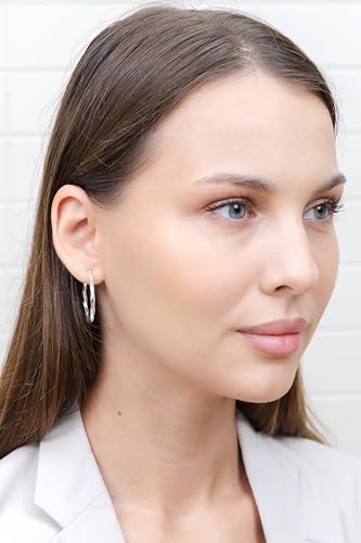 Hoops & Loops 925 Sterling Silver Twisted Hoop Earrings for Women - Hypoallergenic 14K Gold, Rose Gold, Black Flash Plated 2mm Thin Twist Design Round Click-Top Hoops, 15/20/25/30/35/40/50/60mm - color: Silver-30mm (1.2 inch)