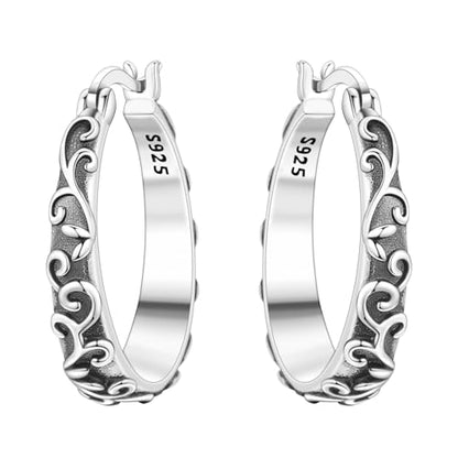 Floral Hoop Earrings 925 Sterling Silver with 14K Gold Plating – Lightweight CZ Flower Hoops | Hypoallergenic Jewelry for Women | Gift Box + Polishing Cloth - color: 22mm Retro flower earrings