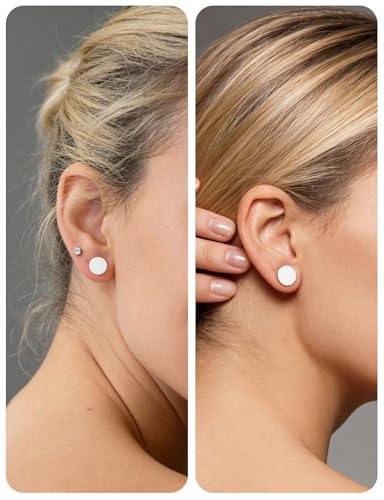 Ears Gauges Tunnels Plugs for Women Solid Silicone Ear Gauge Stretching Kit 8G to 1" (3MM- 25MM) Expander Stretcher Plug Earrings for Piercing Jewelry for Women (Black White Flesh) - color: 8g to 1", White