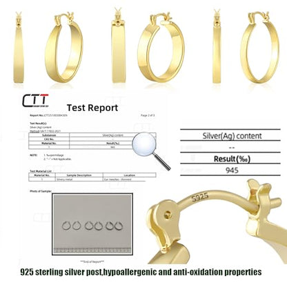 3Pairs 14K Gold Plated Chunky Hoop Earrings Set for Women, Trendy Hoop Earring 925 Sterling Silver Post - Hypoallergenic Thick Lightweight Twisted Hoops Dainty Gold Earrings for Women Jewelry Gifts - color: Gold 01