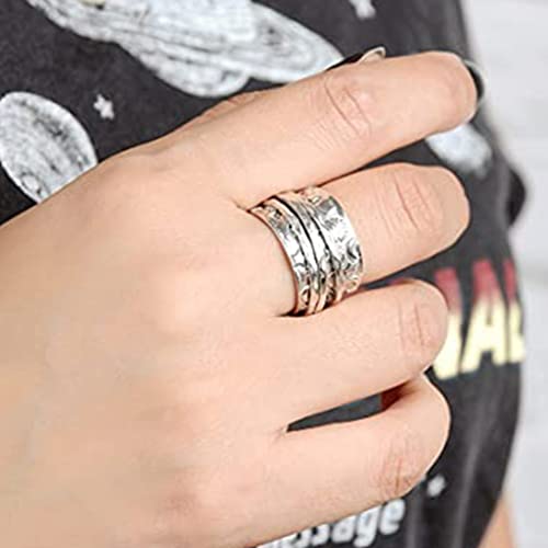 Jude Jewelers Stainless Steel Hammered Sun Moon Star Rotating Spinner Statement Band Ring
