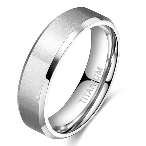 TIGRADE Titanium Rings 4MM 6MM 8MM 10MM Wedding Band in Comfort Fit Matte for Men Women Size 3-15 - color: silver 6mm