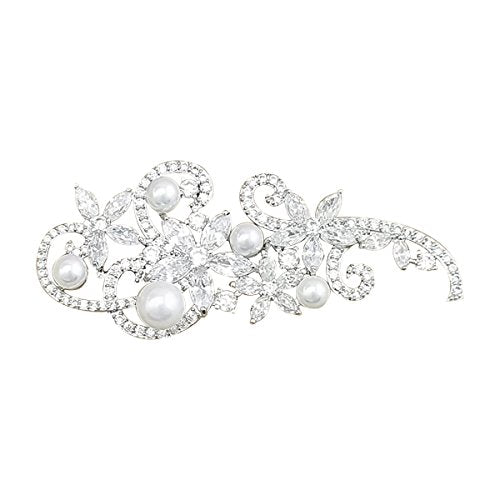 YOQUCOL Cubic Zirconia Crystal Rhinestone Wedding Brooch Pin for Women Brides Jewelry - color: C