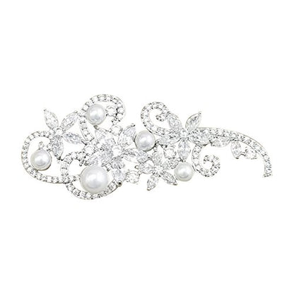 YOQUCOL Cubic Zirconia Crystal Rhinestone Wedding Brooch Pin for Women Brides Jewelry - color: C