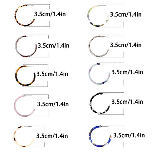 6-12 Pairs Leopard Hoop Earings Lightweight - Bohemia Statement Hoops Acrylic Resin Round Circle Stud Earring Set - Drop Dangle Ecetate Earrings Green Pink Red for Women