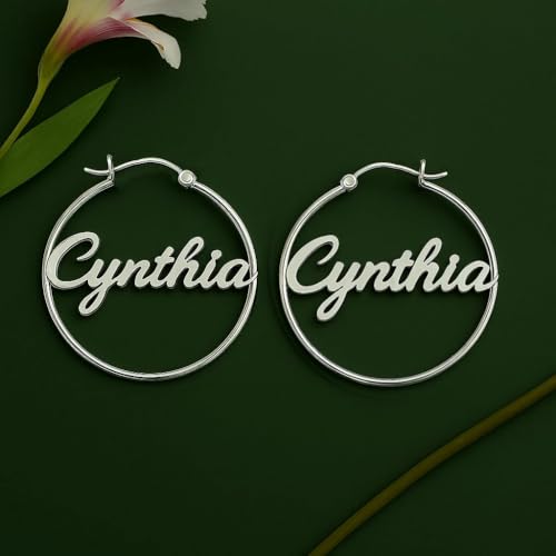 Charmsy 925 Sterling Silver Hoop Earrings | Lightweight Italian 2.5mm Tube Diamond-Cut Round Classic Hoops Earring for Women | Size 15/20/25/30/35/40/50/60/70mm | Small Medium Large - color: Personalized Hoop, size: 40 MM