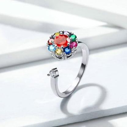 Fidget Rings for Anxiety, Womens Focus Spinner Ring, Discreet Boredom Relieving Ring Stacking Finger Promise Engagement Gift - color: Spinner Ring A Colorful