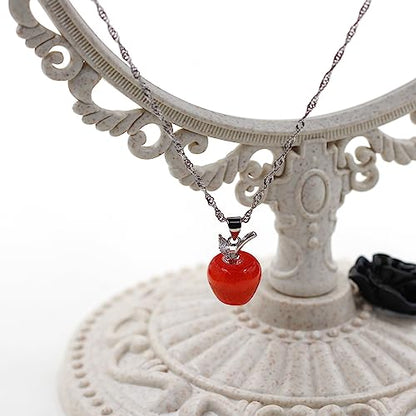 Uloveido Apple Necklace and Earrings Set for Women Cute Apple Jewelry Set for Teacher Mom YL007 - color: Red