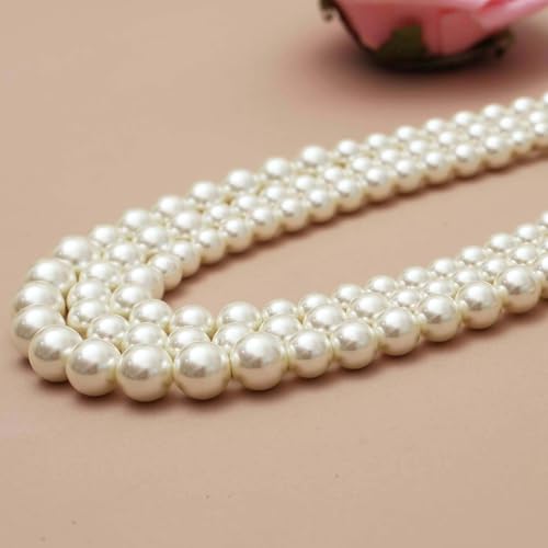 S SUSANN Costume Layered Twisted Gold Pearl Necklace Choker Chunky Glass Statement Pearl Necklace and Earring set, good gift for women Faux pearl necklace set - style: Big pearl collar necklace