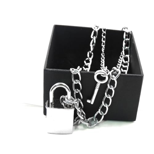 Layered Chunky Gold Silver Necklace Big Cuban Chain Statement Necklace Stacked Punk Chain Choker Necklaces for Women Trendy Jewelry Birthday Gifts - color: 04 Lock and Key
