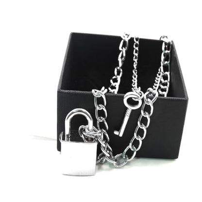 Layered Chunky Gold Silver Necklace Big Cuban Chain Statement Necklace Stacked Punk Chain Choker Necklaces for Women Trendy Jewelry Birthday Gifts - color: 04 Lock and Key