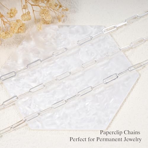 GTVOODX Silver Plated Chunky Paperclip Chain Roll for Women Jewelry Making | 4 Meters Stainless Steel Handmade Paper Clip Chains Spool Bulk for Bracelet Necklace Crafts with Lobster Clasps Jump Rings - color: Silver Thick Paperclip Chains