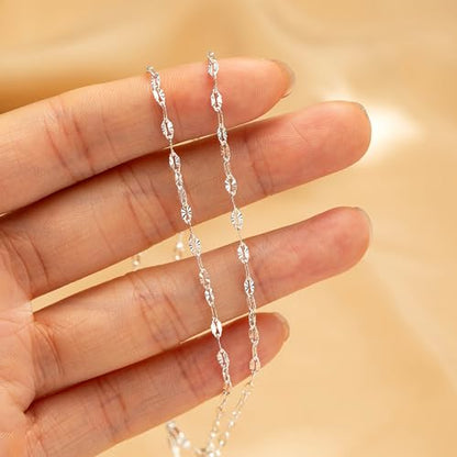 Robaice Ankle Bracelets for Women, 14K Gold Plated/Silver Layered Anklets | Waterproof Adjustable Anklet for Women, Summer Beach Anklet, Glitter Jewelry for Women Gifts - color: Silver-4
