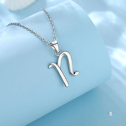 EUDORA Sterling Silver Initial Necklaces for Women, Classic 26 Letter Neckless Gifts for Girls, Sister, Mother Daughter, 18 inch Chain - style: N