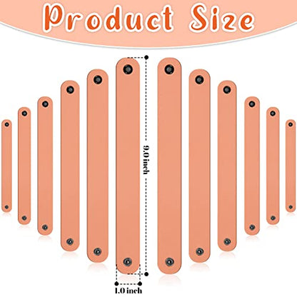 24 Pcs Plain PU Leather Bracelets Blank Snap Bracelets Wrist Cuffs DIY Craft Wristbands for Men Women Jewelry Making, 8.66 x 0.98 Inch, Leather Style