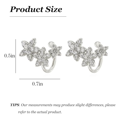 Ear Cuffs for Women Non Piercing Ear Cuff Earrings Non Pierced Cartilage Earrings Adults Christmas Stocking Stuffers Trendy Gifts 2025 - color: A2:2pcs Silver Flower