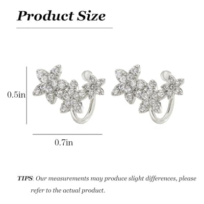 Ear Cuffs for Women Non Piercing Ear Cuff Earrings Non Pierced Cartilage Earrings Adults Christmas Stocking Stuffers Trendy Gifts 2025 - color: A2:2pcs Silver Flower