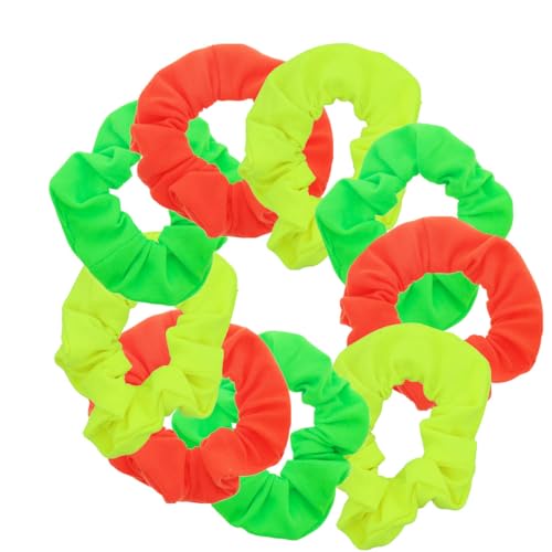 9 Pack Scrunchies Hair Ties (Neon Mix) - color: Neon Mix