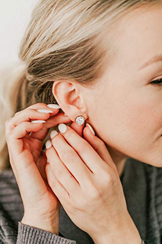 SWEETV Cubic Zirconia Stud Earrings, 8mm Round Cut, Rhinestone Hypoallergenic Earrings for Women & Girls | 9mm Round Cut Hypoallergenic 925 Sterling Silver Stud Earrings for Bridal Bridesmaid Prom Weddings Parties,Silver - color: 01.Silver