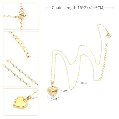 16 Inch Women's Pendant Necklace Chains - 5 Different Pendant Designs, Dainty Adjustable Chains(Gold/Silver) - color: gold1