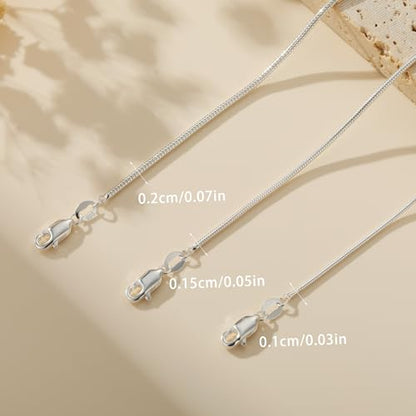 925 Sterling Silver Chain Necklace for Women - 1mm 1.5mm 2mm Snake Chain Necklace Smooth Sturdy Jewelry Gift Size 16/18/20/22 Inches - color: 1mm, size: 18+2"