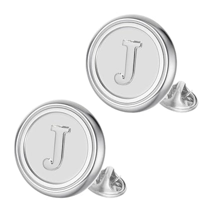 Initial Letter Pins A-Z Men Classic Brass 26 Alphabet Badge for Business & Wedding Shirt - color: Silver, style: Letter J