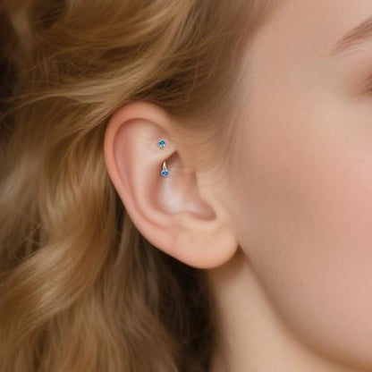 16g Rook Piercing Jewelry Titanium Internally Threaded Opal CZ Curved Barbell Eyebrow Tragus Helix Conch Lobe Labret Earrings Lip Rings Body Piercing Jewelry For Women Men 6mm 8mm 10mm - color: Ocean Blue Opal&CZ, size: 8mm