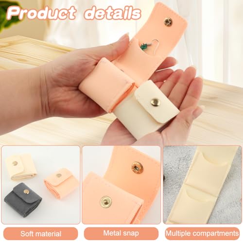 3 Pack Mini Travel Jewelry Organizer Roll, Foldable PU Jewelry Pouches | Snap Closure Anti-Tangle Storage for Earrings, Rings and Necklaces, Compact Gift for Women, 1.97 x 1.81 in Folded