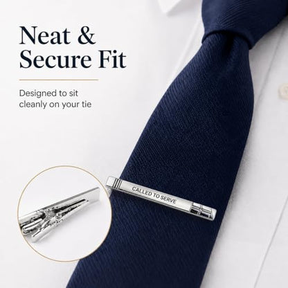 Missionary Tie Clip for Men, Live to Serve Design Tie Bar with Presentation Box for Formal Wear