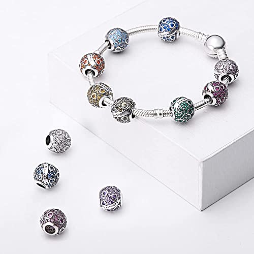 HappyStar 925 Sterling Silver Month Birthstone Charm for Bracelets Necklace，with 5A Cubic Zirconia Dangle Pendant Bead,Happy Birthday Valentine's Day - color: 11-November Birthstones