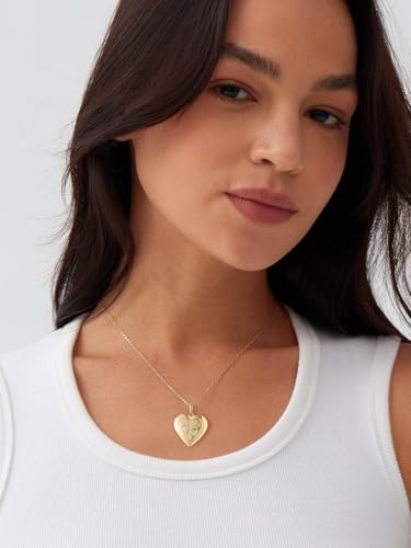 U7 Women Locket Necklace, Heart Photo Lockets Hold Picture, Gift Box Packed | Gold/Silver/Rose Locket Charm, Custom Picture and Engravement Heart Pendant, 20" Chain, Personalized Gift for Mom Wife Friend - color: 03# Gold*2 Heart