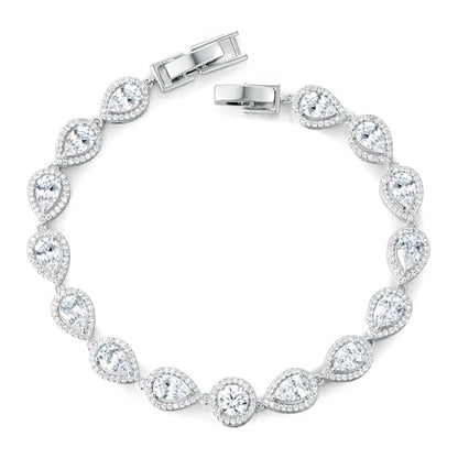 Tennis Bracelets for Women - 18K White Gold Plated Wedding Bridal Bracelet for Brides Bridesmaids, Classic Cubic Zirconia Tennis Bracelets for Wedding, Prom, Party, Jewelry Gift