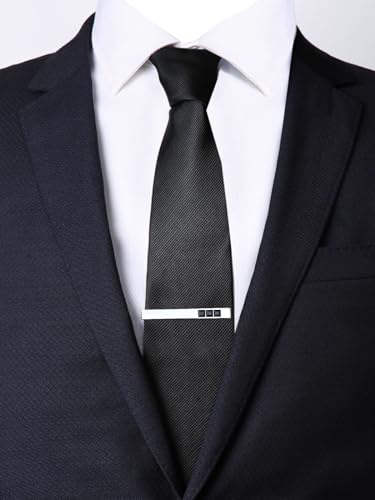 Men's Classic Luxury Zircon Crystal Tie Clip Silver Tone Light Brass Regular Necktie Tie Clip for Wedding Groomsmen Grooms Business Anniversary - style: Black Crystal