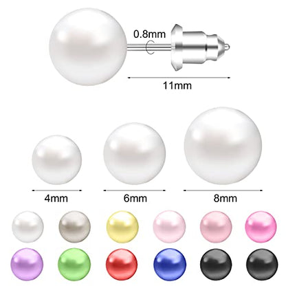 AoedeJ Colorful Pearl Stud Earrings - Small Pearl Earrings Set in Stainless Steel for Women - color: 8mm