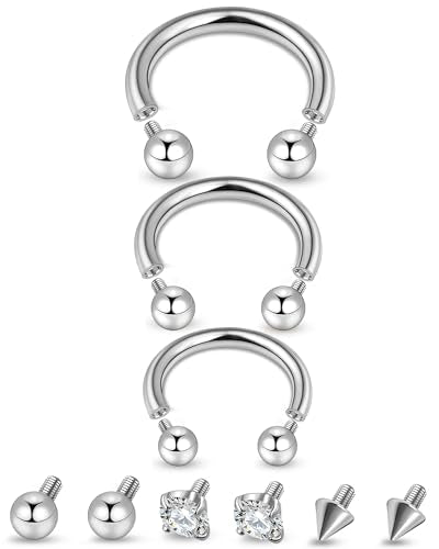 ONESING 20-30 Pcs Septum Rings 16G Septum Jewelry - Surgical Steel Piercings Horseshoe Helix Daith Smiley Tragus Lip Rings Nose Hoop Hinged Seamless Piercing Jewelry for Women Men - color: Gold-16G-8mm/10mm/12mm