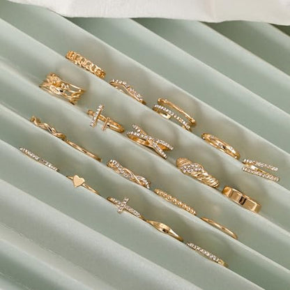 1 Set Practical Sparkling Stackable Opening Rings Geometric Rings Alloy Texture Suitable for Dating and Parties Wear