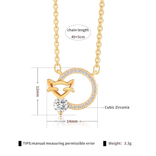 Gold Plated Pendant Necklaces for Women Cubic Zirconia Accent 18 Inch Adjustable Chain Hypoallergenic Gift for Wife Mom Birthday Valentines Day - style: CZ fox