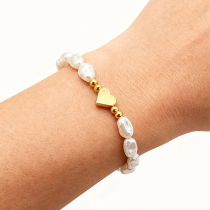 Dainty Bracelet Chain Bracelet Minimalist Jewelry Layering Heart Bracelets Valentines Day Bracelets Gift for Her - color: A2:pearl bracelet