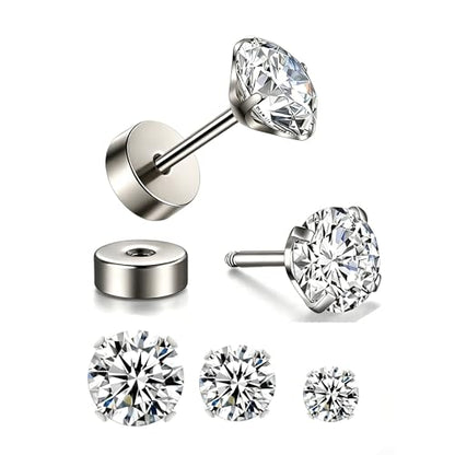 Titanium Moissanite Diamond Stud Earrings G23 Implant Grade Screw Flat Back Earring Hypoallergenic Pure Titanium Tragus Labret Cartilage Helix F136 Piercing Jewelry for Women Men - color: D Moissanite, size: 6mm(0.8ct*2)