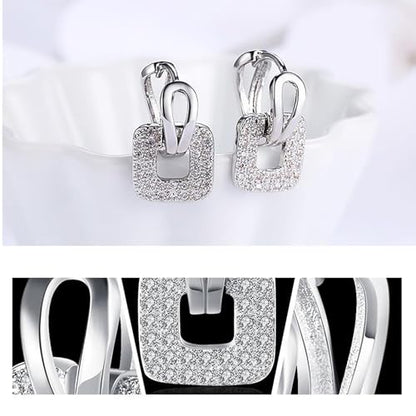 14K Rose Gold Plated Three Row Cubic Zirconia Small Huggie Hoop Earrings Fashion Jewelry for Men Women - color: white-1
