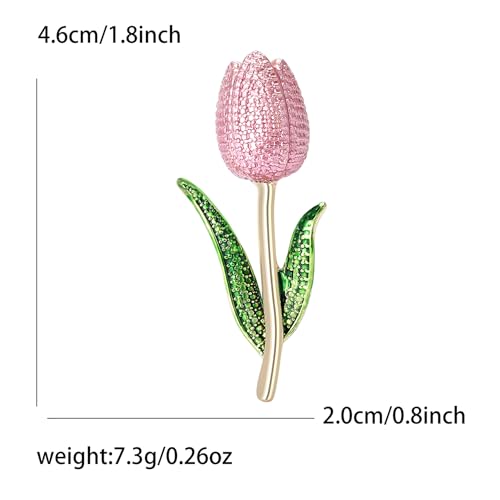 Rhinestone Tulip Brooch Pin for Women Fashion Elegant Botanical Flower Vintage Brooch Lapel Pin Delicate Pink Tulip brooch Wedding Banquet Gift - style: Light pink