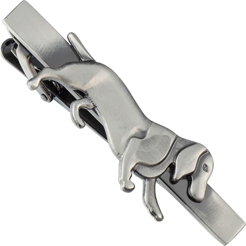 HAWSON Various Tie Clips for Men Unique, Funny Novelty Mens Tie Bar, Personalized Tie Pins for Men, Theme Wedding Party Gifts - style: Ancient Silver Dog