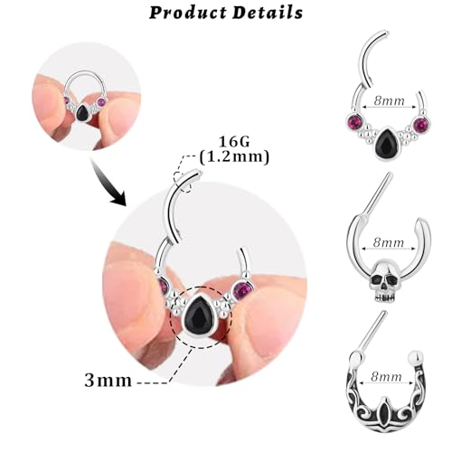 15PCS 14K Gold Plated Nose Rings Studs Set for New Piercing Beginners - color: 3pcs-Silver-septum rings