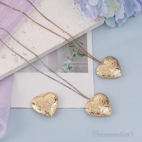 Framendino, Heart Photo Frame Charms DIY Locket Pendants for Jewelry Making - color: Gold, size: 10 Pack