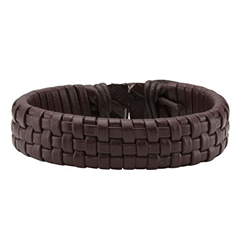 Eigso PU Leather Braided Handmade Cuff Wrap Bracelet Handbands for Men Women Stackable Adjustable - color: Brown