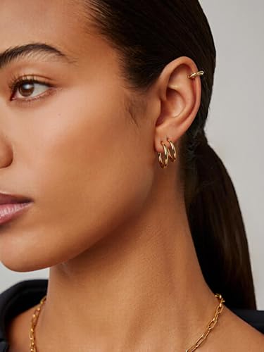 Small Hoop Earrings for Women 7-16mm Stainless Steel Huggie Earrings Lightweight - color: c. Gold A, size: Diameter 12mm