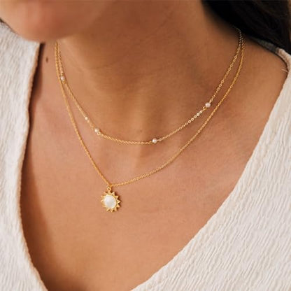 CHESKY 14K Gold Plated Silver Dainty Satellite Choker Necklace for Women | Layered Beaded Chain Necklace, Thin Choker Jewelry, Dainty Gold necklace, Minimalist Trendy Jewelry, Daily Gift for Women - style: Gold pearl