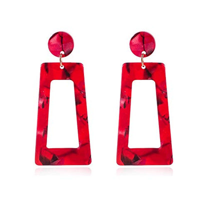 Multicolor Resin Acrylic Rectangle Geometric Drop Dangle Earrings Leopard Mottled Tortoise for Women Exaggerated Lightweight Jewelry - color: C