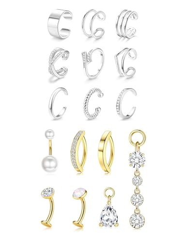 JeryWe 9 Pcs Adjustable Toe Rings for Women Open Cuff Silver Toe Ring Summer Beach Toe Ring Set+10mm Floating Belly Button Ring Dangle Hypoallergenic Surgical Stainless Steel belly rings for Women